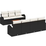 vidaXL 8-delni Vrtni Sofa Set z Blazinami Črni Poli Ratan Akacija, 2-sedežna Vrtna Sofa s Shranjevanjem in Blazinami Črni Poli Ratan Cene