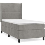 Box spring krevet s madracem svjetlosivi 100x200 cm baršunasti | shoptok.hr