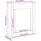  Okvir za kamin crni 75 x 20 x 87,5 cm od konstruiranog drva | shoptok.hr