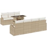 vidaXL set od 8 dijelova vrtnih sofa s jastučićima bež poli ratan, sofa za vrt s 2 sjedala s prostorom za skladištenje i jastučićima bež poli ratan | shoptok.hr