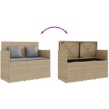 vidaXL Vrtna klop z blazinami bež poli ratan | Shoptok.si