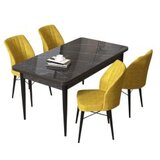 Hanah home set trpezarijski sto i 4 stolice arp black marble mustard | Eponuda.com