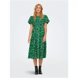 Only Green Floral Midish dress with TIE Alessandra - Women