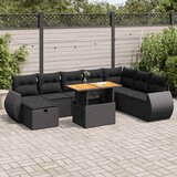  9-dijelni set vrtnih sofa s jastucima crni od poliratana bagrem | shoptok.hr