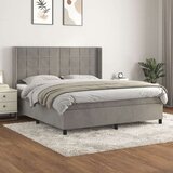  Box spring postelja z vzmetnico svetlo siva 180x200 cm žamet, (20846767) Cene