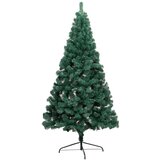 vidaXL Polovična novoletna jelka s stojalom zelena 120 cm PVC | Shoptok.si