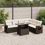 vidaXL 7-dijelni set vrtnih sofa od poliratana s jastucima smeđi | shoptok.hr