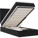 Maison Chic Otomanski Posteljni okvir - Enojna postelja - Postelja za odrasle z vzmetnicami črn 90x200cm žamet-J2008, (21764072) | Shoptok.si