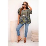 Kesi Włoski Women's cotton shirt with a floral pattern khaki | shoptok.hr