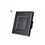 Wise wifi pametni prekidač, 2 tastera, aluminijumski panel crni | ePonuda.com