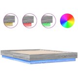 Maison Chic Posteljni okvir - Dvoposteljna postelja - Zakonska postelja z LED diodami siva sonoma 160x200 cm, (21694475) Cene