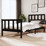 Furnova Posteljni okvir črn iz trdnega lesa 100x200 cm, (21938926) Cene