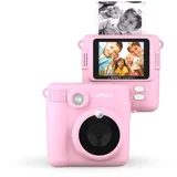 InstaKid1 instant kamera ružičasta ugrađena baterija, s ugrađenom bljeskalicom, Full HD video, otporan na prskanje