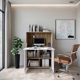 P & B PISALNIK leseni material barve hrasta, bela, visoki sijaj | Shoptok.si