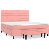  Boxspring - Krevet s oprugama i madracem ružičasti 180x200 cm baršunasti - Ružičasta 180 x 200 cm vodoravne pruge | shoptok.hr