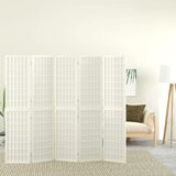  Zložljiv 5-delni paravan japonski stil 200x170 cm bele barve Cene