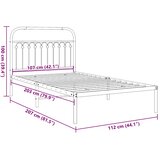  Metalni okvir za krevet s uzglavljem crni 107x203 cm | shoptok.hr