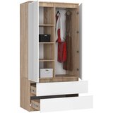 AKORD Garderobna Omara, 2 Vrata, 2 Predala In 2 Ogledali, Hrast Sonoma/Bela, (5000331670) | Shoptok.si