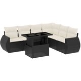 Maison Chic Seti vrtnega pohištva - Vrtna garnitura - Vrtni pohištvo set 7-delna z blazinami črn poli ratan, (21803106) | Shoptok.si