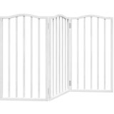 vidaXL Vrata za pse zložljiva 3 paneli bela 150 cm topolovina | Shoptok.si