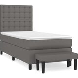 The Living Store Box spring postelja z vzmetnico siva 90x200 cm umetno usnje - Box Spring Postelja, (21520850) | Shoptok.si