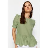 Trendyol Mint Balloon Sleeve Flowy Semi Sheer Blouse cijene