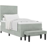 vidaXL Box Spring Krevet s Madracem & Klupom Svijetlo Siva 100x200 cm Pliš | shoptok.hr