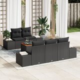 vidaXL set od 6 dijelova sofa za vrt s jastučićima crna poli ratan akacija Cijene