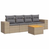 Maison Chic Seti vrtnega pohištva - Vrtna garnitura - Vrtni pohištvo set 5-delna z blazinami bež poli ratan, (21816744) | Shoptok.si