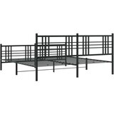 vidaXL Kovinski posteljni okvir z vzglavjem in vznožjem črn 183x213 cm | Shoptok.si
