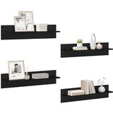 Police na zidu s policom 4 pcs Crni hrast 80 x 11,5 x 18 cm | shoptok.hr