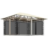 vidaXL Paviljon s komarnikom in LED lučkami 4x3x2,73 m krem | Shoptok.si