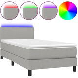 Maison Chic Box spring postelja - Vzmetna postelja z vzmetnico LED svetlo siva 80x200 cm blago SL8541, (21906451) Cene