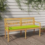 vidaXL Klop Batavia s svetlo zeleno blazino 150 cm trdna tikovina Cene