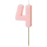 PARTY DECO svečka za rojstni dan številka 4, svetlo roza, 5,5 cm | Shoptok.si