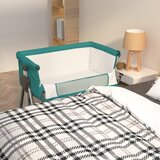 vidaXL Otroška posteljica z vzmetnico zelena lanena tkanina | Shoptok.si