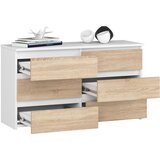 AKORD Cl100 Komoda, 6 Predalov, Bela/Hrast Sonoma, (5000332314) | Shoptok.si