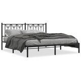 Maison Chic Kovinski Posteljni okvir - Dvoposteljna postelja - Zakonska postelja z vzglavjem črn 183x213 cm, (21693226) Cene