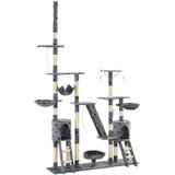  Penjalica za mačke sa stupovima za grebanje od sisala 230 - 250 cm siva s uzorkom šapa | shoptok.hr
