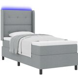 vidaXL Postelja s pomičnim okvirjem in vzmetnico & LED lučka svetlo siva 90x190 cm tkanina | Shoptok.si