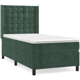 Box spring postelja z vzmetnico temno zelena 80x200 cm žamet | Shoptok.si