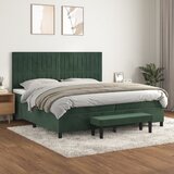  The Living Store Box spring postelja z vzmetnico temno zelena 200x200 cm žamet - Box Spring Postelja, (21492345) Cene