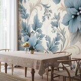  Foto tapeta - Turquoise Flowers in Retro Ambience - Floristic Ornaments 350x256 | shoptok.hr