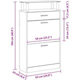  za cipele boja hrasta 63x24x104 cm konstruirano drvo | shoptok.hr