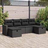 vidaXL 6-dijelni set vrtnih sofa s jastucima crni od poliratana | shoptok.hr