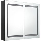  LED kupaonski ormarić s ogledalom sjajni crni 80 x 12 x 68 cm | shoptok.hr