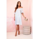 Kesi Włoski Women's viscose dress with tied sleeves blue | shoptok.hr