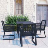  5-dijelni vrtni blagovaonski set od PVC ratana crni Crna 80 cm table length | shoptok.hr
