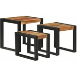  Stol za slaganje 3 pcs Masivno drvo akacije i metal | shoptok.hr