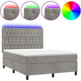  Box spring postelja z vzmetnico LED svetlo siva 140x200cm žamet, (20791278) | Shoptok.si